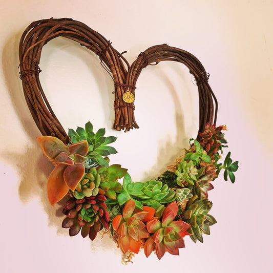 Succulent heart wreath, Valentine’s Day, housewarming gift, wedding decor